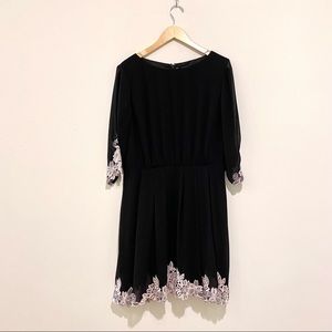 Ted Baker Black Pink Lace Trim Dress